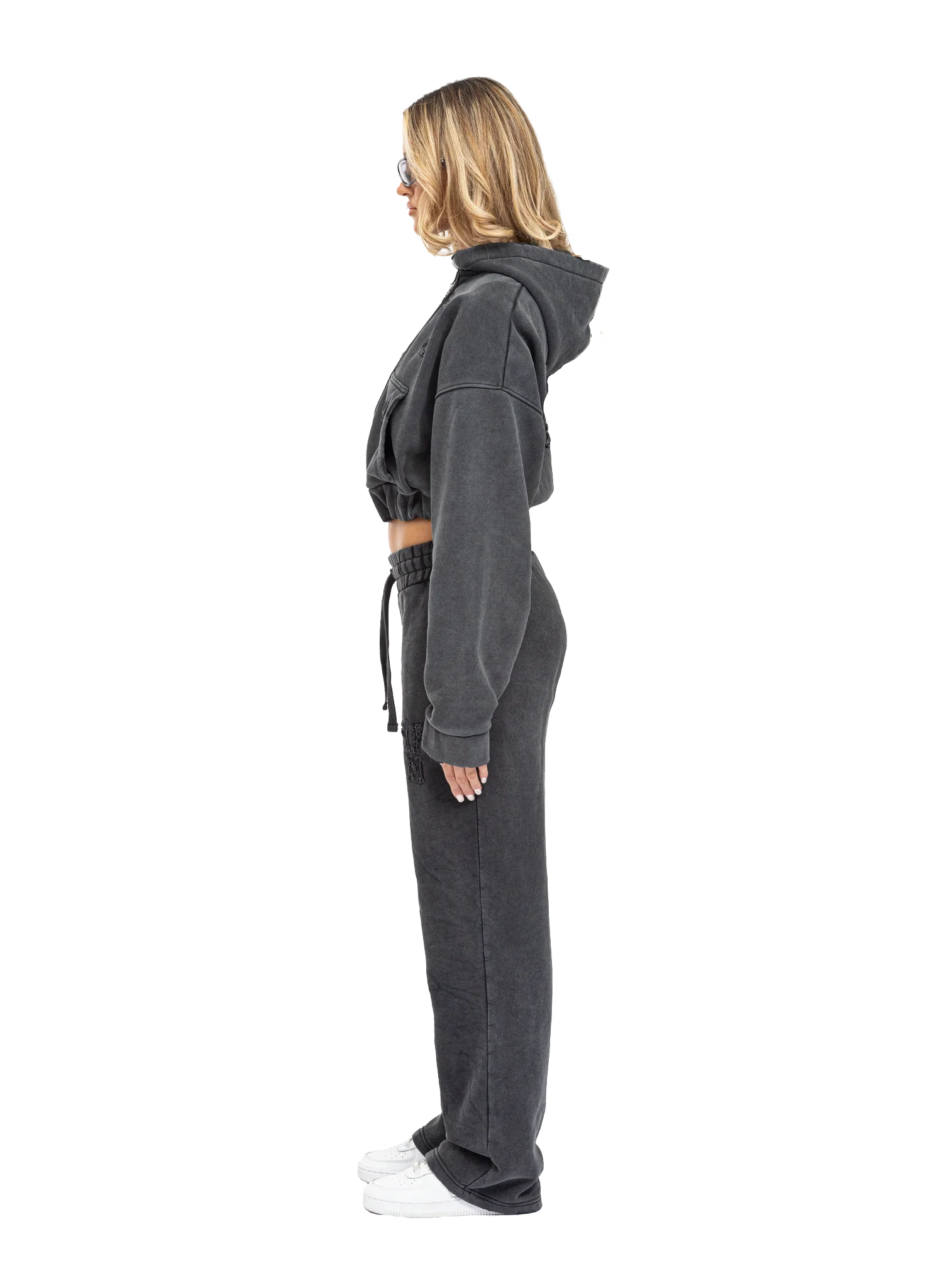 C/A ZIP-HOODIE WASHED BLACK WOMAN - Image 3