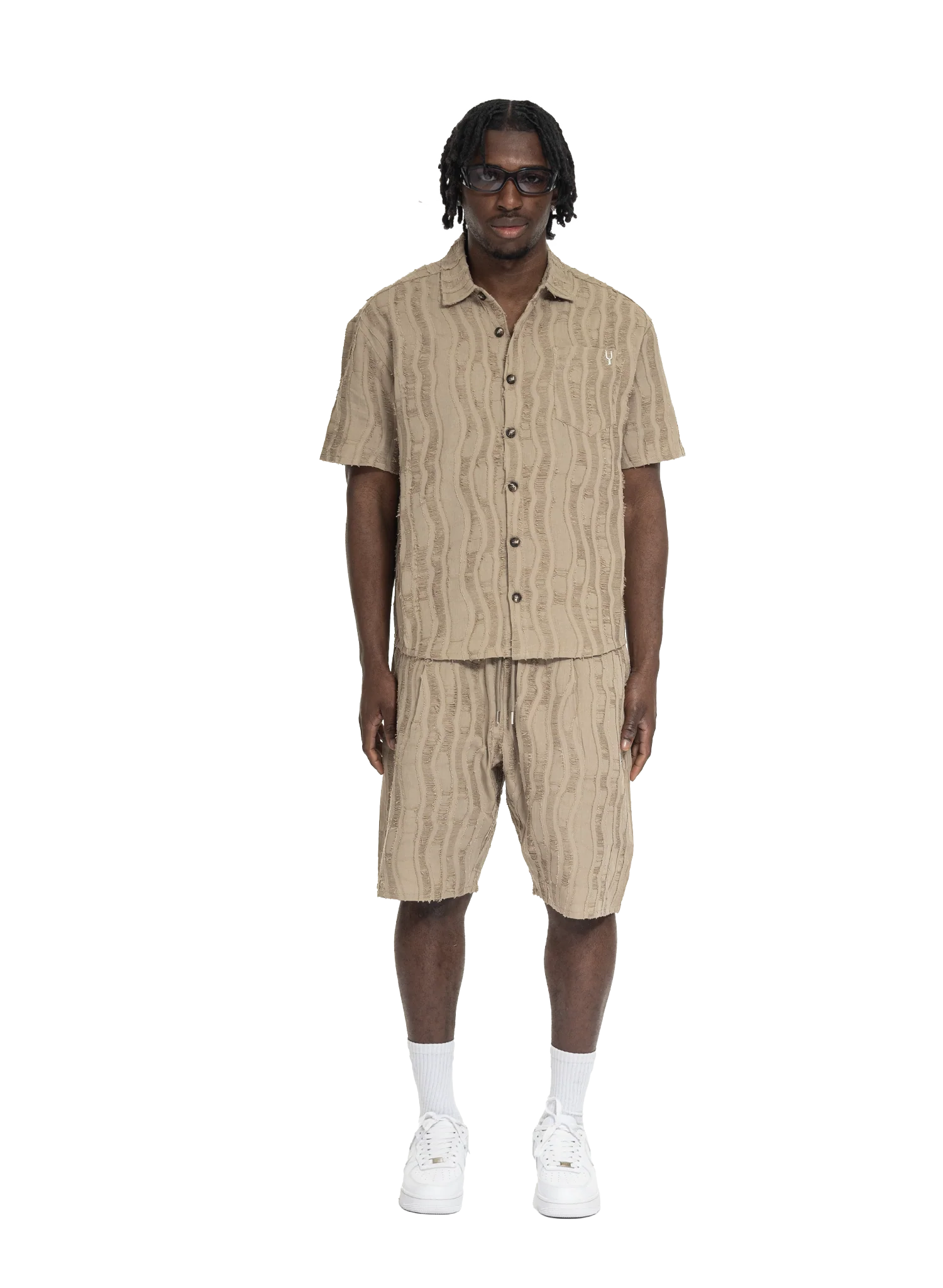 DISTRESS SCARS SHORTS DARK BEIGE