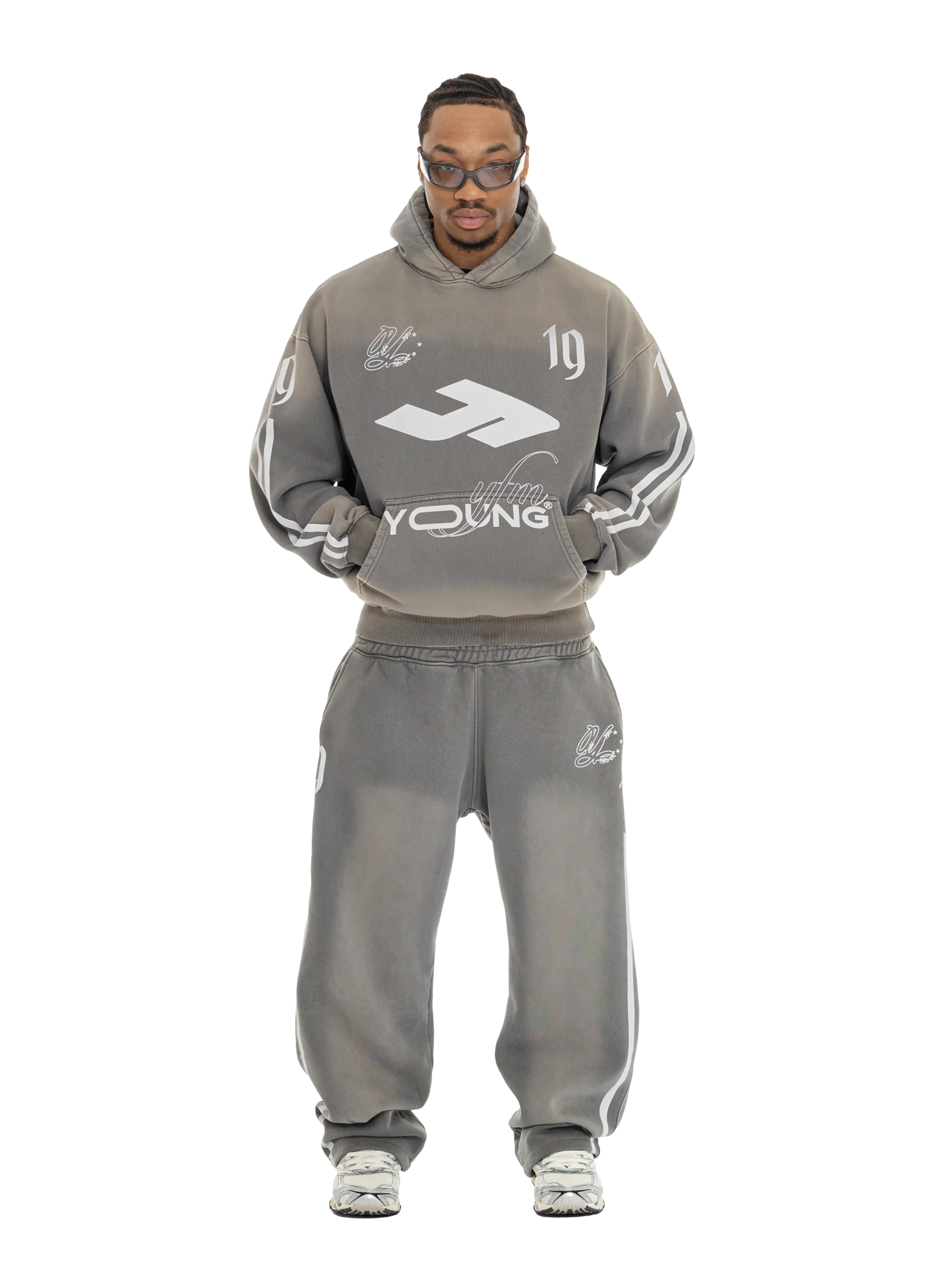 JERSEY HOODIE WASHED GREY - Image 6